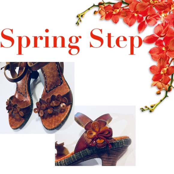 Spring Step Tarragon Sandals Brown Floral Shoes - Picture 2 of 8